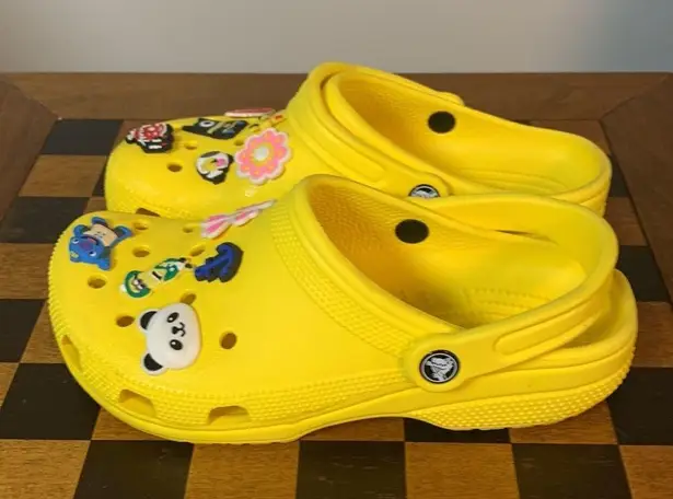 Crocs  Yellow Classic Clogs with Charms Size M7/W9