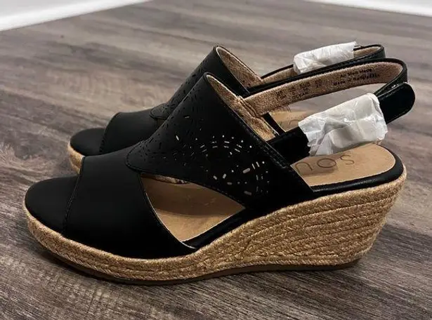 Naturalizer Soul Women's Ocean Slingback Wedge Sandal Size 7.5 M 🔥 Black