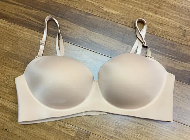 Sophie B Strapless Bra Womens Size 36C Beige Padded Wireless Convertible Nude Tan