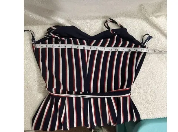 Monteau  LA Wide Leg Size XL Jumpsuit Dark Navy Color with White & Red Stripes