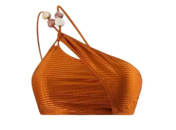 NWT AD European and American Split Bikini Sexy Soft Bikini Swimwear Rust S Orange