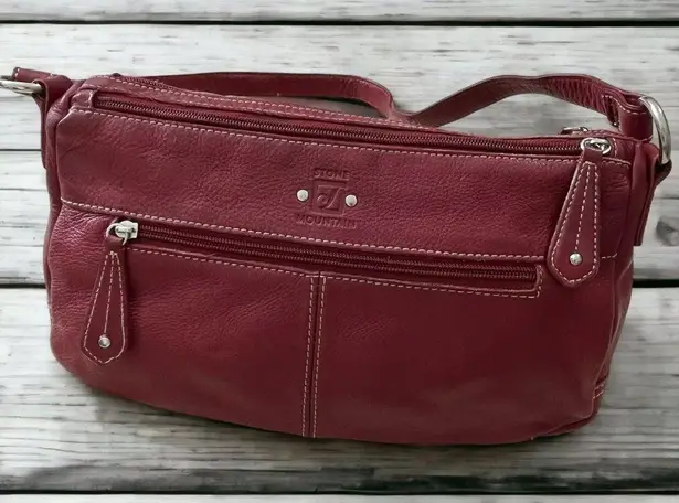 Stone Mountain Red Pebbled‎ Leather Shoulder Purse