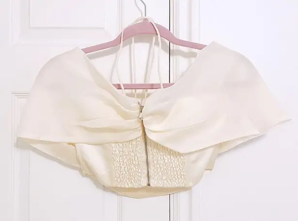 Japanese Kawaii Ivory Cream Princess Barbie Bow Off Shoulder Corset Halter Top