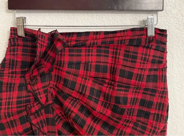 Isabel Marant Etiole Womens Skirt Wilma Red Black Plaid Ruffle Size 40 US 10