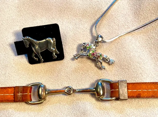 Horses sparkle horse pendent necklace + Silver Horse pin