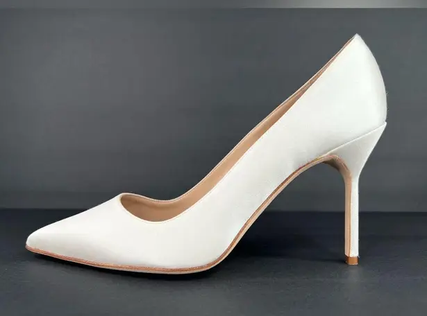 Manolo Blahnik BB 120mm White Satin Sexy Stiletto Heel Pumps Size EU 40.5