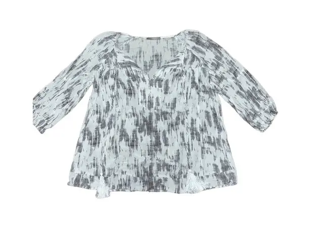 Tart Womens white and gray 1/2 sleeved peasant blouse balloon sleeve workwear