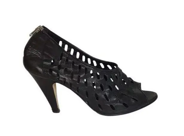 Loeffler Randall Women Peep Toe Heels Sz 11B Black EUC Flaw Edgy Sexy Formal