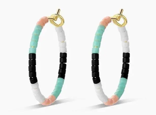 Gorjana NWT 18k Gold plated Gigi Stripe Palm Desert Hoop Earrings