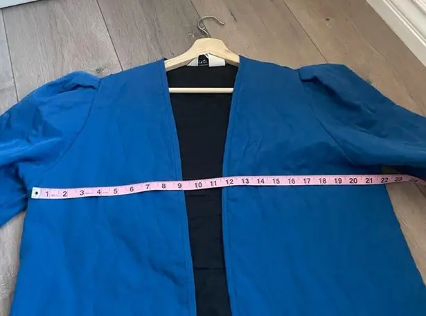 Vintage quilted open front jacket coat blue zig zag print retro 90s y2k kidcore Size 16