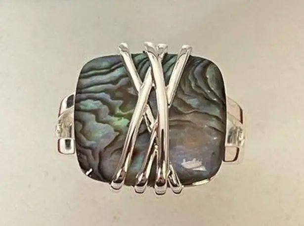 Silver Sparkle Allure Green Abalone Ring Size 9