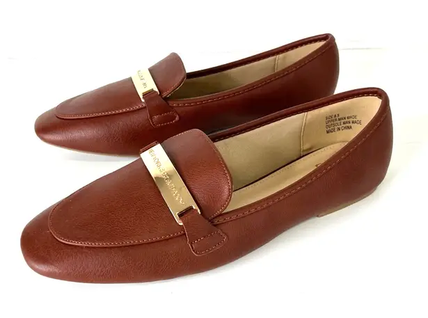 New York & Company Harleigh Square Toe Loafers Classic Minimalist Casual 8.5 Brown