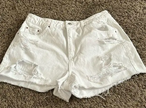 Topshop Women’s  Moto Mom White Jean Shorts - US Size 10