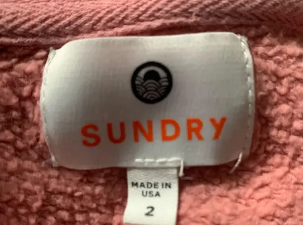 Sundry Merci Sweatshirt Raglan Sleeve Cropped Frayed Hem S