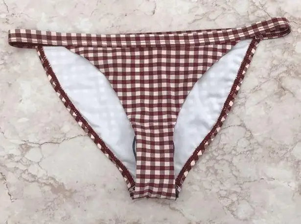 Topshop White and Brown Gingham Cheeky  Bikini Swim Bottoms