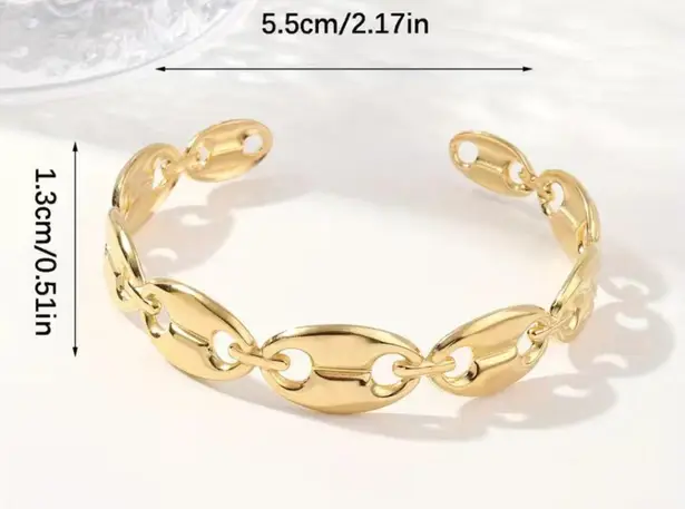 Coffee Beans Adjustable Bangle 18K Gold Plated