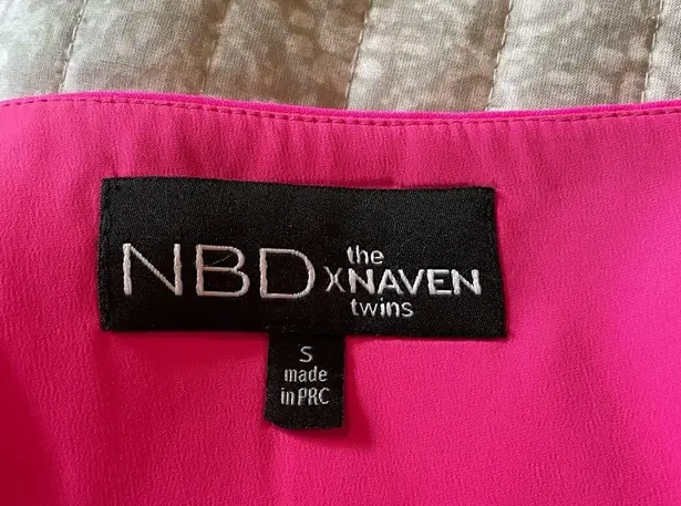 NBD  x The Naven Twins Zip Me Up Hot Pink One Shoulder Mini Dress Small