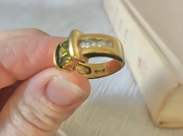 Ecco Green Square Stone Thick Signet Band Ring Jade Olive Sage Earthy Classic Jewelry