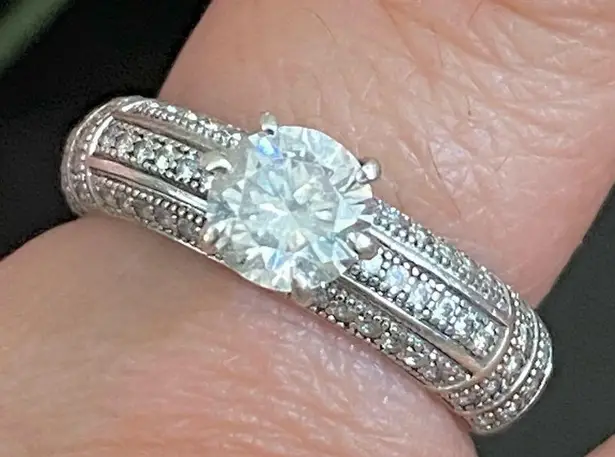 Vintage 925 AM Signed Sterling Silver CZ Solitaire Engagement Ring Size 7