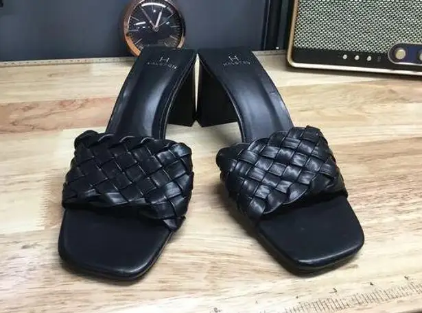 H Halston Women's 9 Black Vegan Leather Slip