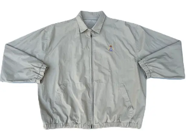 Vintage 90s Chicago Embroidered Crown Anchor Tan Beige Zip Up Jacket Size L
