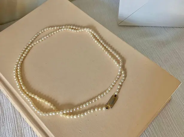 American Vintage Vintage “Lottie” Victorian Pinch Clasp Pearl Necklace 32.5 Antique Edwardian 