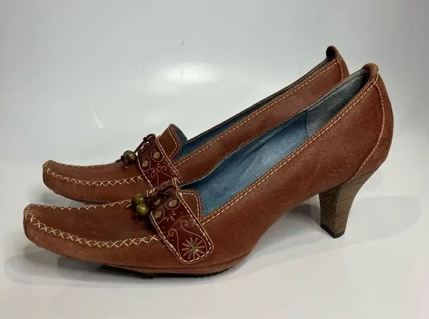 Indigo by Clarks pointed toe heels suede dancing shoes size 9 Brown