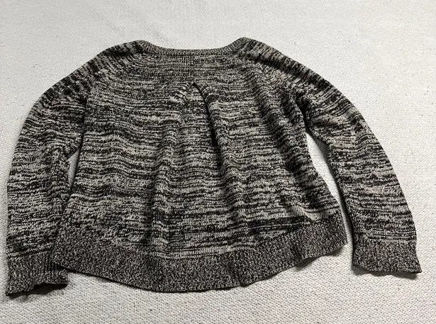 360 Cashmere  Grey Black Marled Crewneck Cashmere & Wool Sweater Size Medium EUC