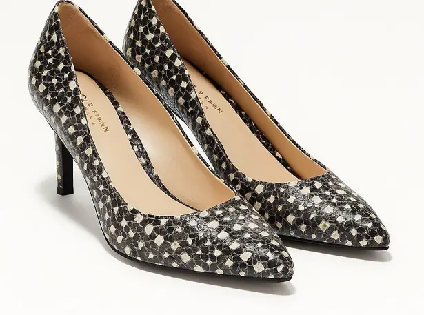 Cole Haan Grand.OS Snakeskin Leather Heels
Size 6 | Black White Python Print