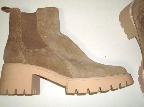 New Womens 11 Tan Leather Suede Dolce Vita Ankle Platform Boots Halina Ankl Lugg