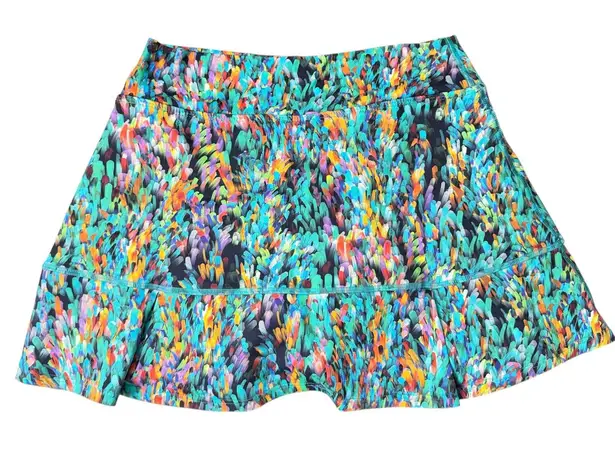 Dona Jo Skort Skirt Small Womens Blue Multi Abstract Tennis Pickleball Shorts