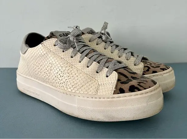 P448 Thea Python Roccia White Leather Platform Sneakers