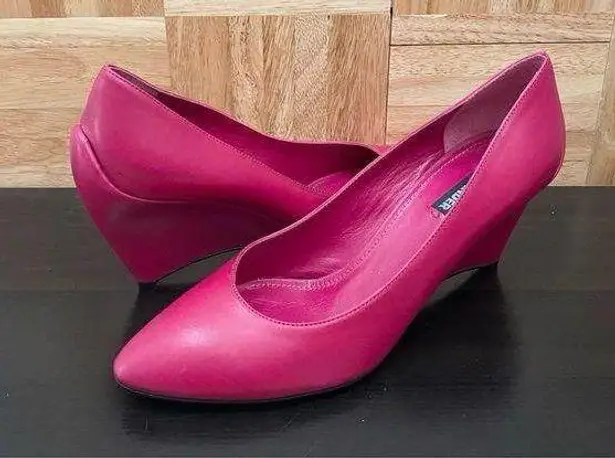 Jil Sander Fuchsia Leather Wedge Pump Size 39