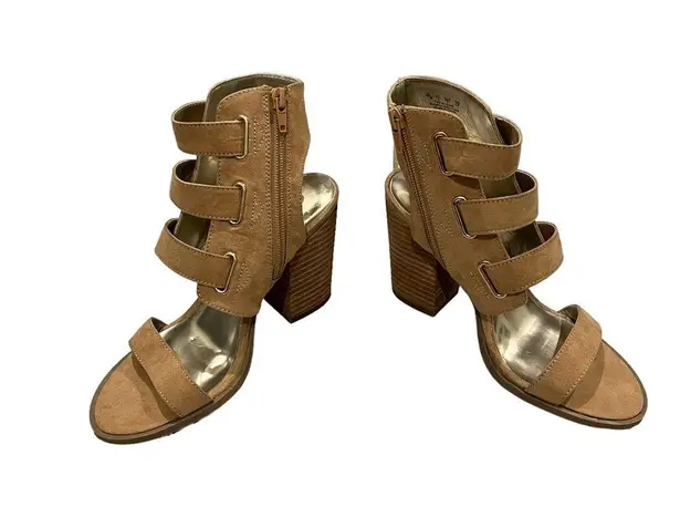 Carlos Santana Tan Jojo Block Heel Sandals sz 7