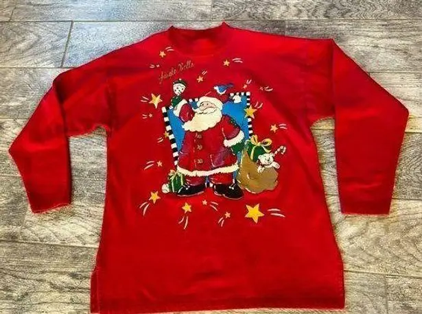 Holiday Time  Pullover Ugly Christmas Sweater Medium Vintage vtg 80s Jingle Bells