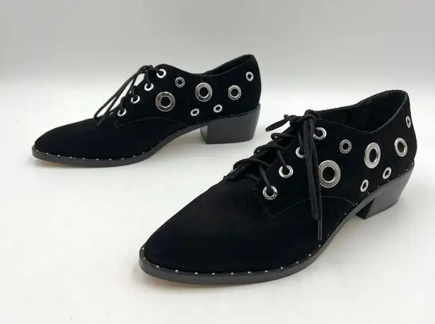 Lord & Taylor 424 Fifth Suede Leather Oxford Rose Black Grommet Details Punk Size 9