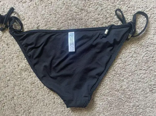 PINK - Victoria's Secret Victoria’s Secret PINK black tie bikini swimsuit bottoms size small