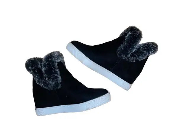 Jessica Carlyle suede fur trim sneaker booties