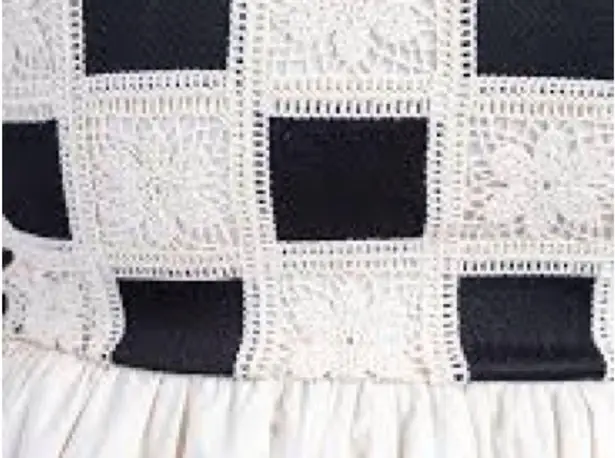 New Crochet Checkered Short Sleeve Dress sz Medium White