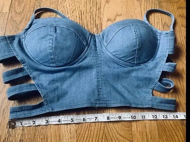 denim Cut Out Sides bustier Top Size M Blue Size M