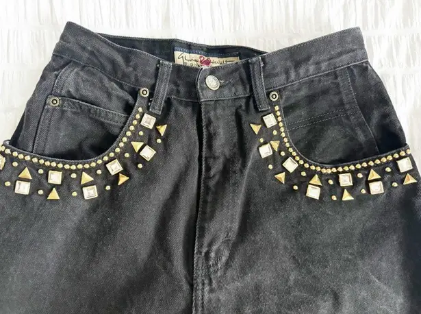 Gloria Vanderbilt Vintage  Embellished High Waist Black Jeans Size 10 Petite 90s