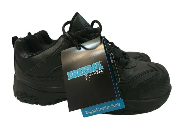 NWT Brahma For Her Terry Women's 7.5 Black Leather Athletic Type Safety Sneakers