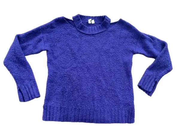 Anthropologie  Moth Boucle Shoulder Cut Out Sweater Cobalt Blue Size Small - Image 1