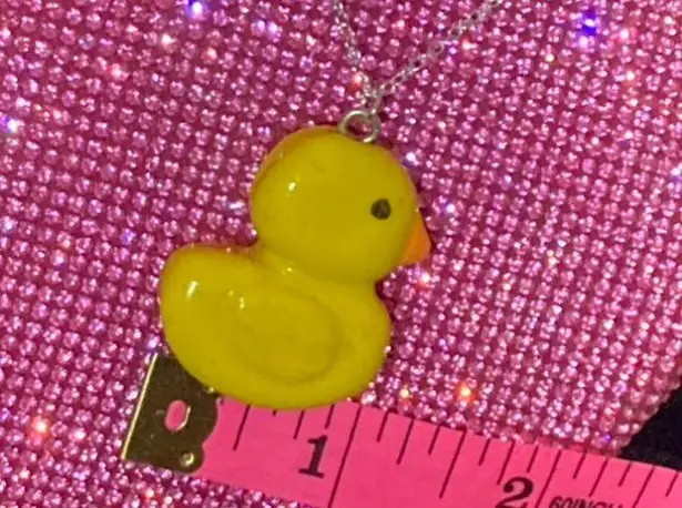 Handmade Sterling Silver 925 Rubber Ducky Necklace Kawaii Jewelry Lolita Scene Candy Goth
