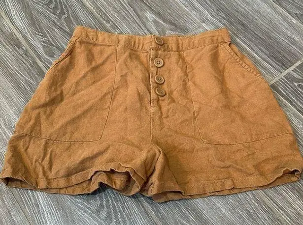 Abound Women’s tan light brown  linen blend elastic high waisted shorts XS