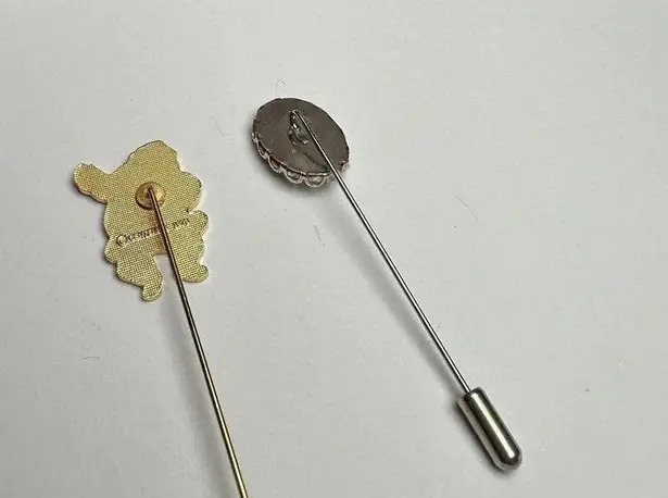 Enamel Santa Claus & Embroidered Christmas Tree Lapel Stick Pin Lot Of 2