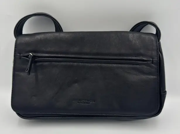 Reaction Kenneth Cole Black Leather Baguette Bag