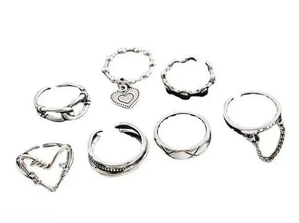 7pcs Simple Lady Chain Ring Set
