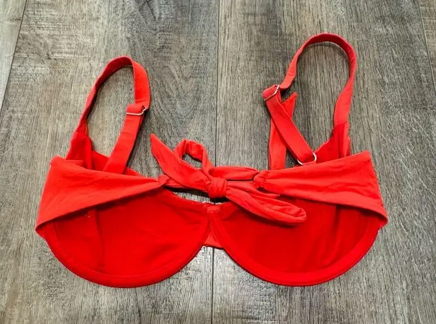 ONEONE Free People Red Orange Bikini Top Size L Size L