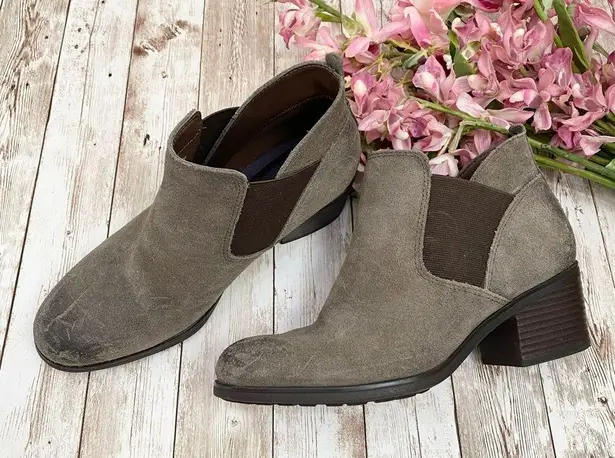 Rockport Danii Chelsea Bootie Stone Suede Ankle Boots Size 7